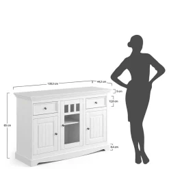 Wohnen 130cm Landhauskommode mit Glaseinsatz - Manipur