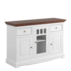 Wohnen 130cm Landhauskommode mit Glaseinsatz - Manipur