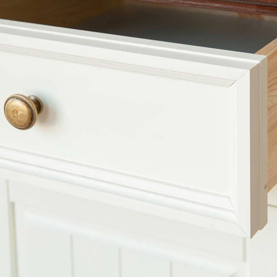 Wohnen 130cm Landhauskommode mit Glaseinsatz - Manipur