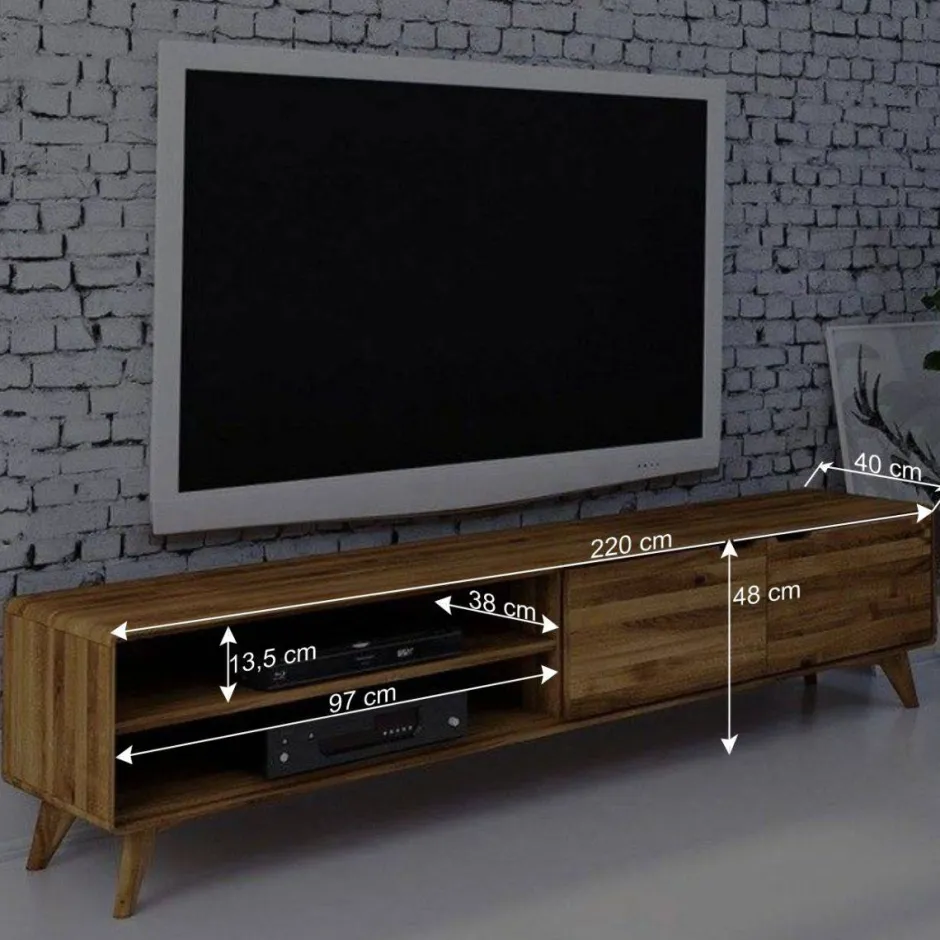 Wohnen 220cm lange TV Kommode aus Wildeiche - Eavy