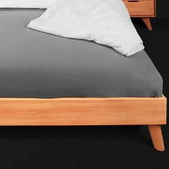 Wohnen 190cm langes Kernbuche Bett ohne Kopfteil - Junola I