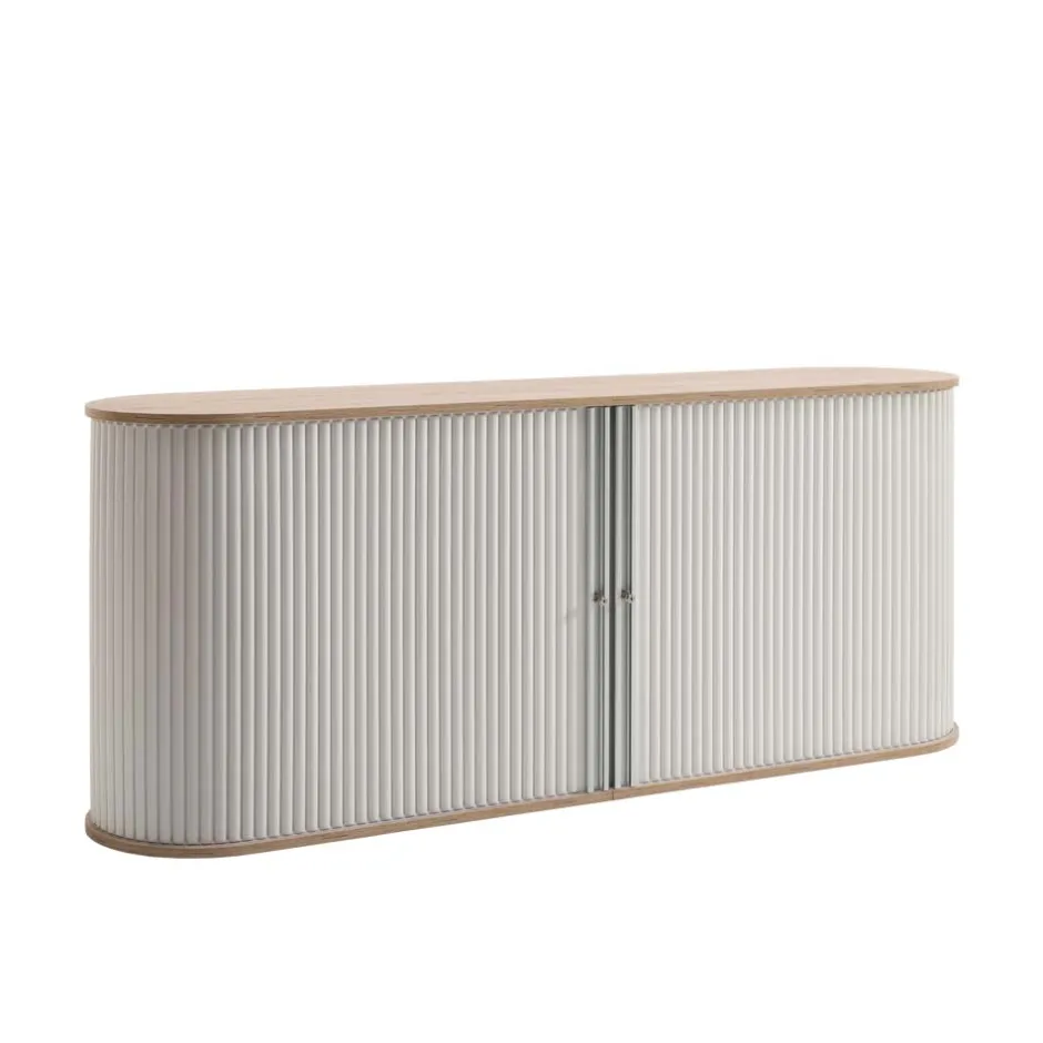 Wohnen 196cm Rollladen Sideboard in Weiß Eiche - Bassy