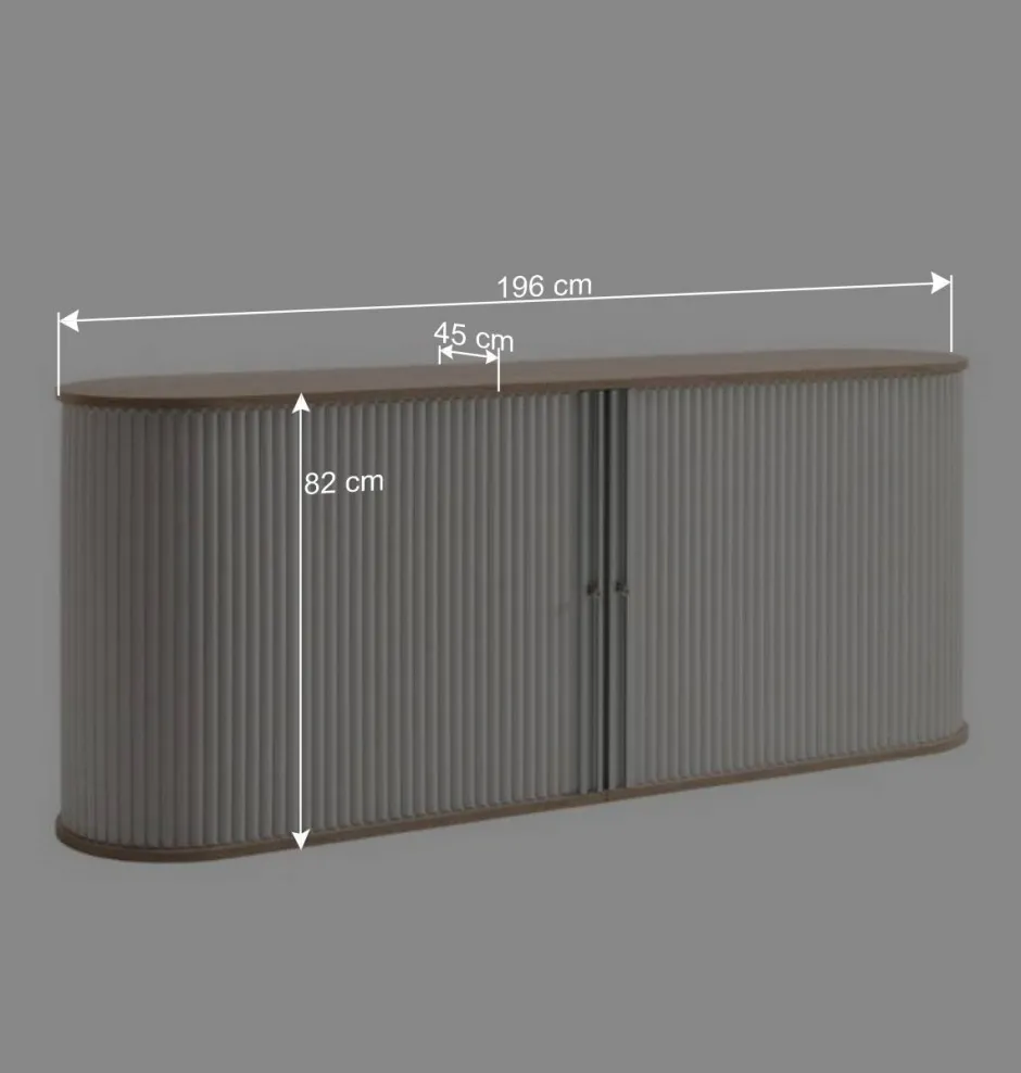 Wohnen 196cm Rollladen Sideboard in Weiß Eiche - Bassy