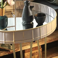 Wohnen 51cm runder Beistelltisch mit Spiegelglas - Safira