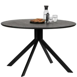 Wohnen 120cm runder Küchentisch in Schwarz - Alberus