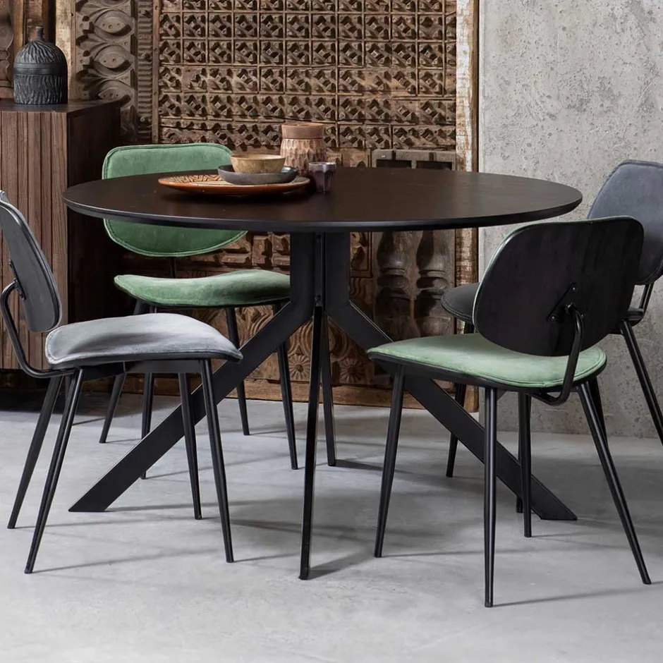 Wohnen 120cm runder Küchentisch in Schwarz - Alberus