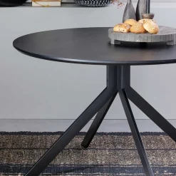 Wohnen 120cm runder Küchentisch in Schwarz - Alberus