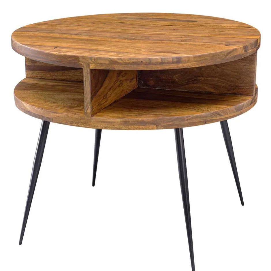 Wohnen 60cm runder Wohnzimmer Beistelltisch aus Sheesham - Pastilla