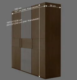 Wohnen 150cm Schlafraum Kleiderschrank 3-türig - Emdsiva