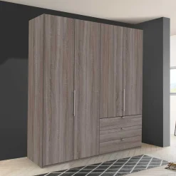 200cm Schlafzimmerschrank mit Folierung Holzoptik - Crenba^Wohnen Sale