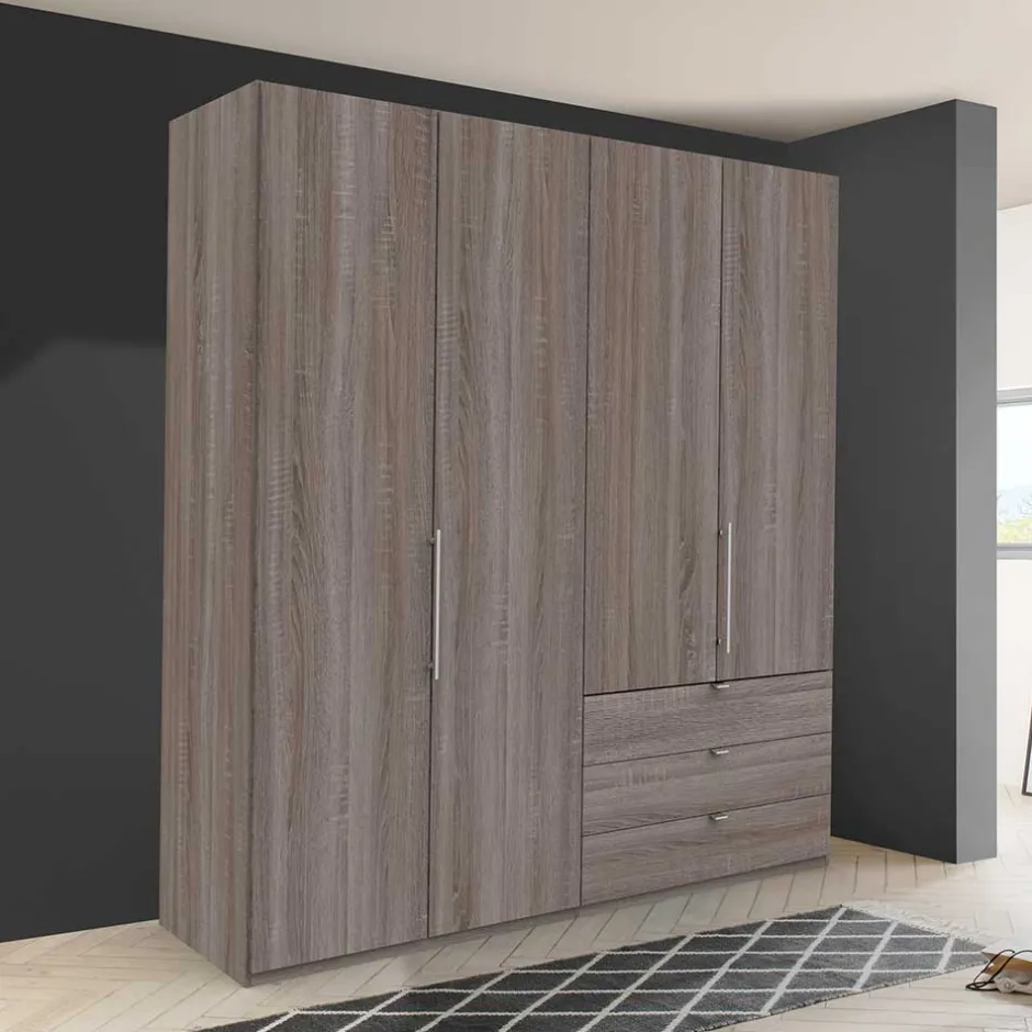 200cm Schlafzimmerschrank mit Folierung Holzoptik - Crenba^Wohnen Sale