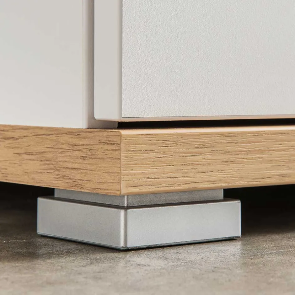 Wohnen 89cm Schuh-Kommode in Weiß & Eiche - Vicanossa