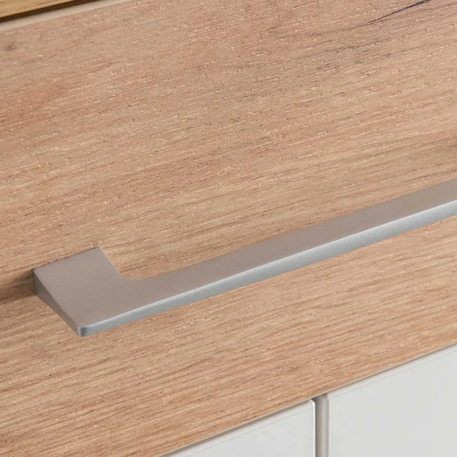 Wohnen 89cm Schuh-Kommode in Weiß & Eiche - Vicanossa