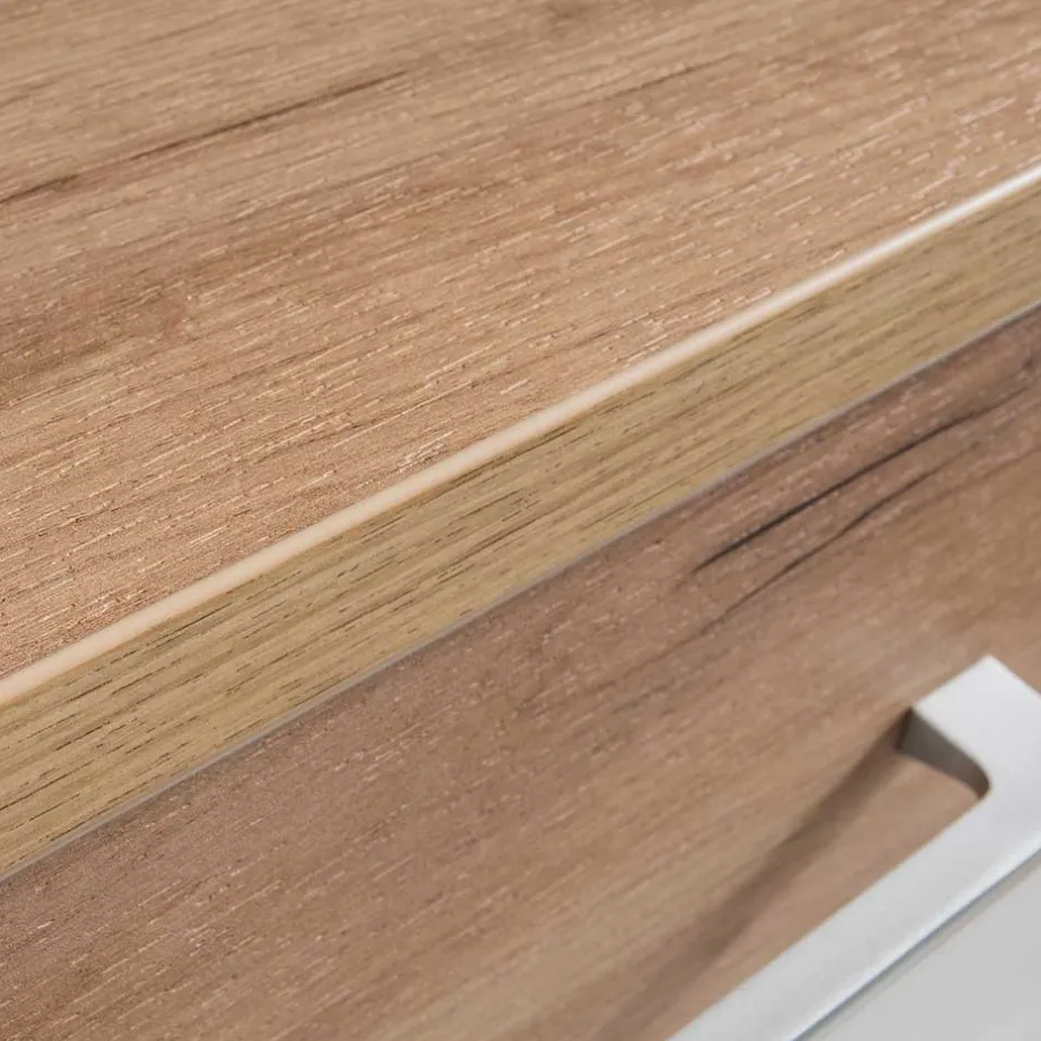 Wohnen 89cm Schuh-Kommode in Weiß & Eiche - Vicanossa