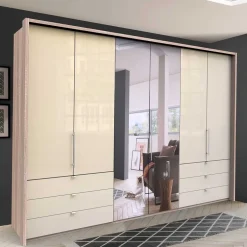 Wohnen 300cm 3-türiger Falttürenschrank mit Spiegel - Rativian