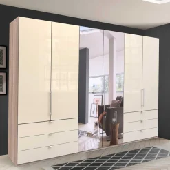Wohnen 300cm 3-türiger Falttürenschrank mit Spiegel - Rativian