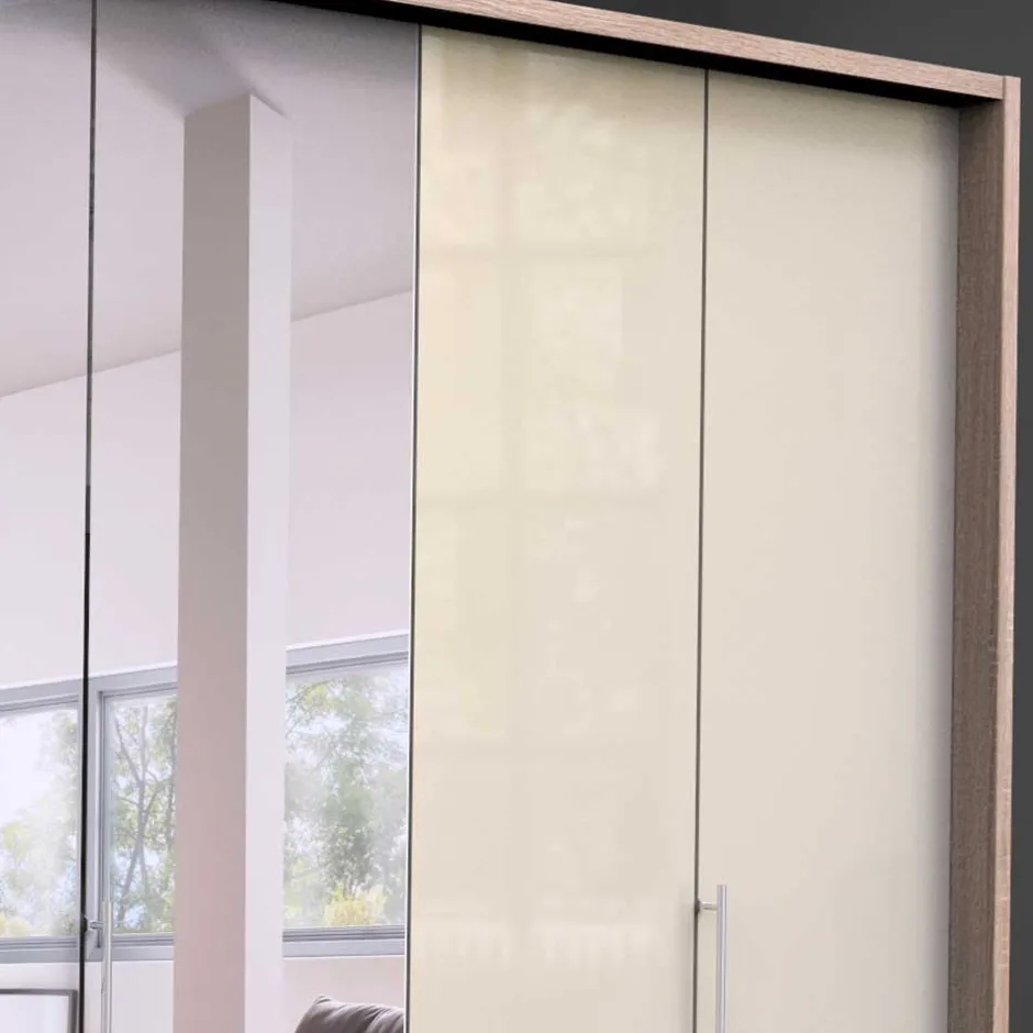Wohnen 300cm 3-türiger Falttürenschrank mit Spiegel - Rativian