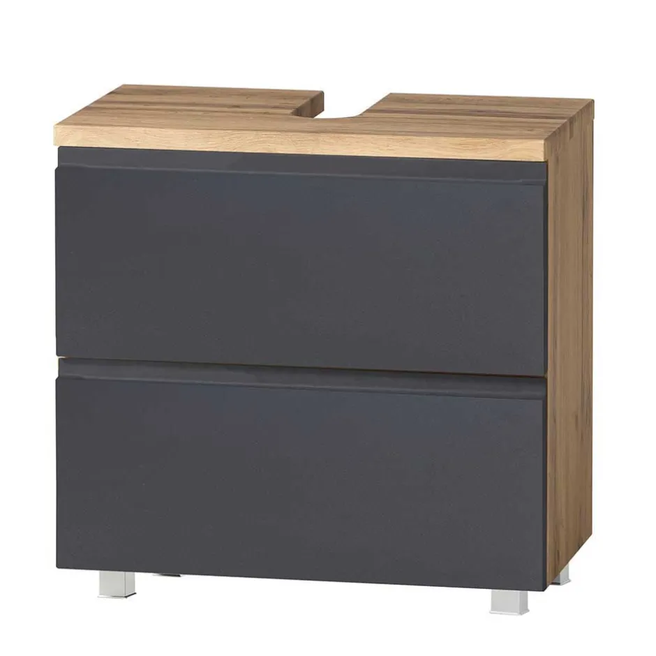 60cm Unterbeckenschrank in Grau & Wildeiche - Jambi^Wohnen Discount