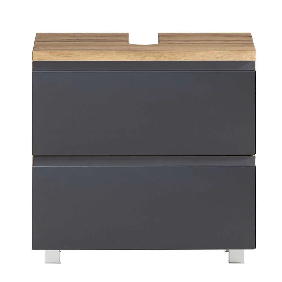 60cm Unterbeckenschrank in Grau & Wildeiche - Jambi^Wohnen Discount
