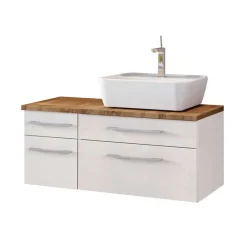 Wohnen 90cm Waschbecken Möbel Set in Weiß - Enwicos (dreiteilig)