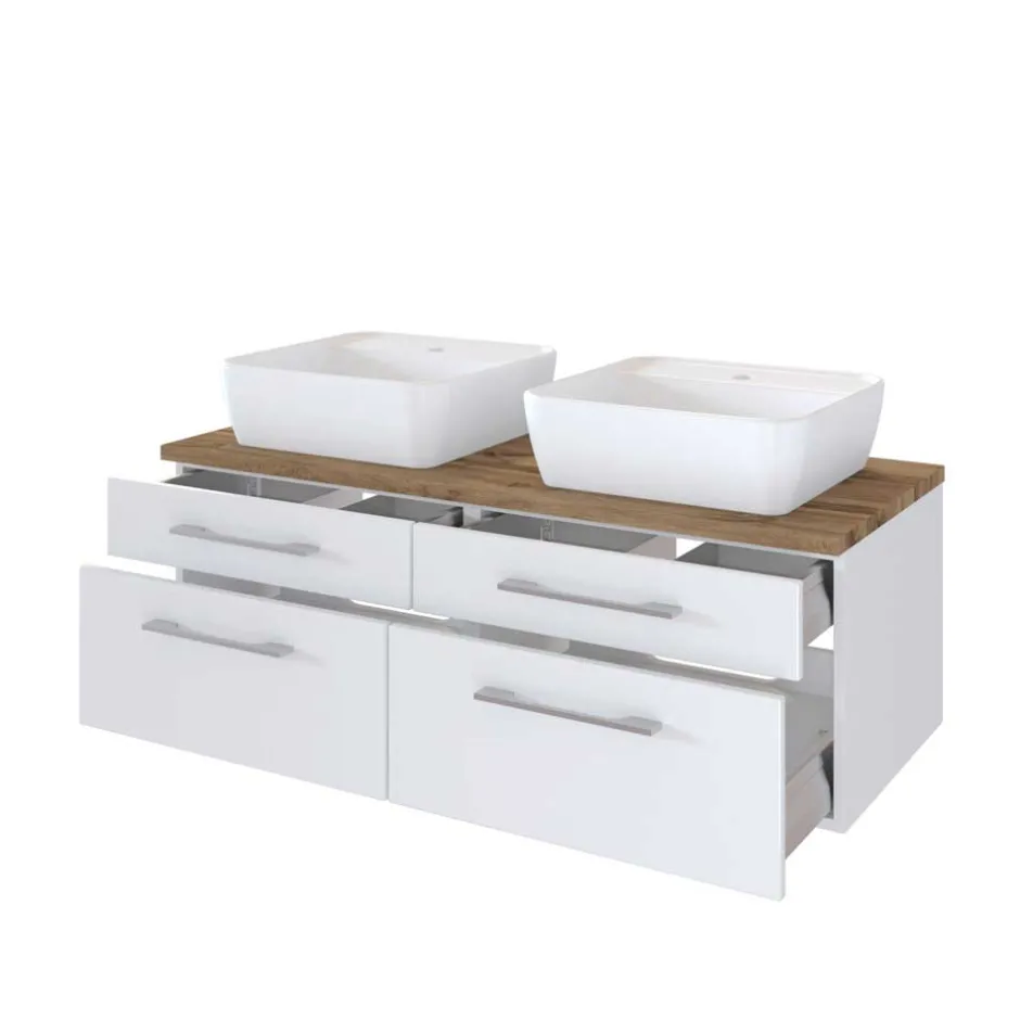 120cm Waschtisch für 2 Personen in Weiß - Enwicos^Wohnen Sale