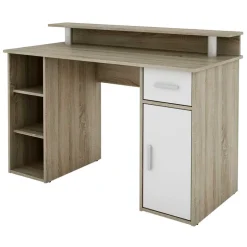 Kinder Wohnen Computertisch in Sonoma-Eiche und Weiß - Bojan