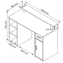 Kinder Wohnen Computertisch in Sonoma-Eiche und Weiß - Bojan