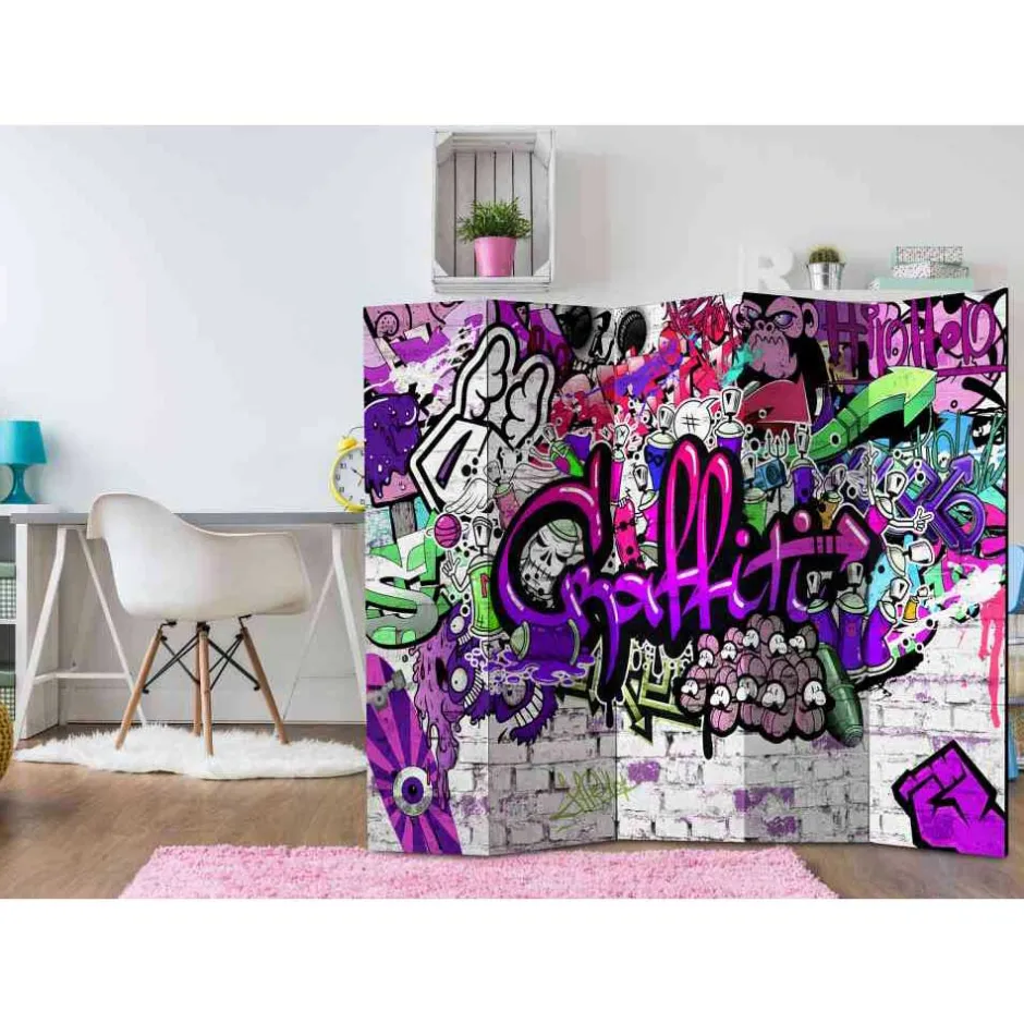 Kinder Wohnen Cooler Jugend Paravent Graffiti Wand - Nelani