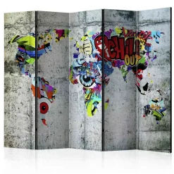 Cooler Paravent Weltkarte & Graffiti - Pears^Wohnen Hot