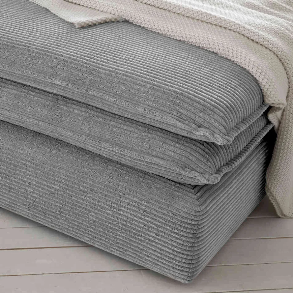 Wohnen Cord Polsterhocker in Hellgrau - Tessina