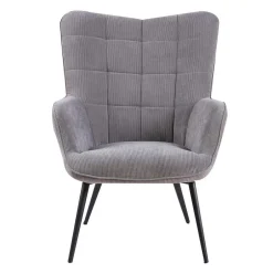 Wohnen Cordsessel und Fußhocker in Grau - Zoryano (zweiteilig)