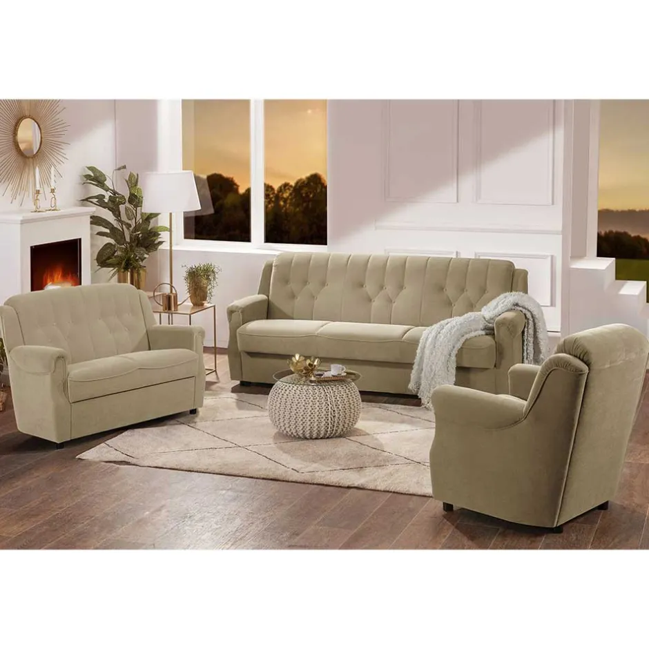 Wohnen Couch Garnitur im klassischen Stil - Mabu (dreiteilig)