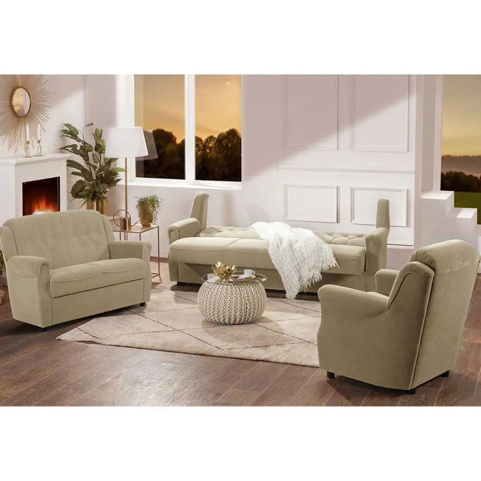 Wohnen Couch Garnitur im klassischen Stil - Mabu (dreiteilig)