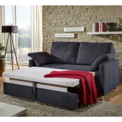 Couch mit Bettfunktion in Dunkelblau - Casbella^Wohnen Outlet