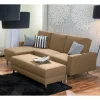 Couchbett mit Hocker in Beige mit Chrom - Proof (zweiteilig)^Wohnen Best