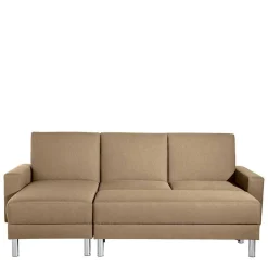 Couchbett mit Hocker in Beige mit Chrom - Proof (zweiteilig)^Wohnen Best