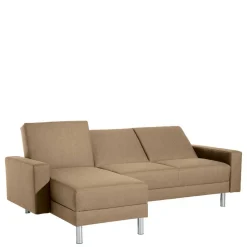 Couchbett mit Hocker in Beige mit Chrom - Proof (zweiteilig)^Wohnen Best