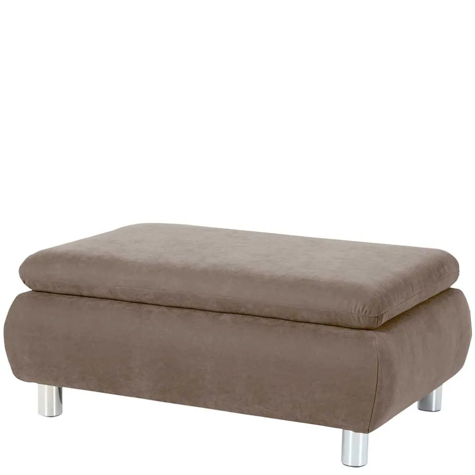 Couchhocker in Beigegrau mit Chrom - Hayley^Wohnen Discount