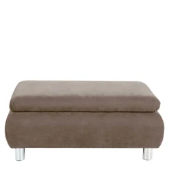 Couchhocker in Beigegrau mit Chrom - Hayley^Wohnen Discount