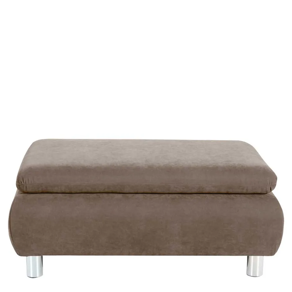 Couchhocker in Beigegrau mit Chrom - Hayley^Wohnen Discount