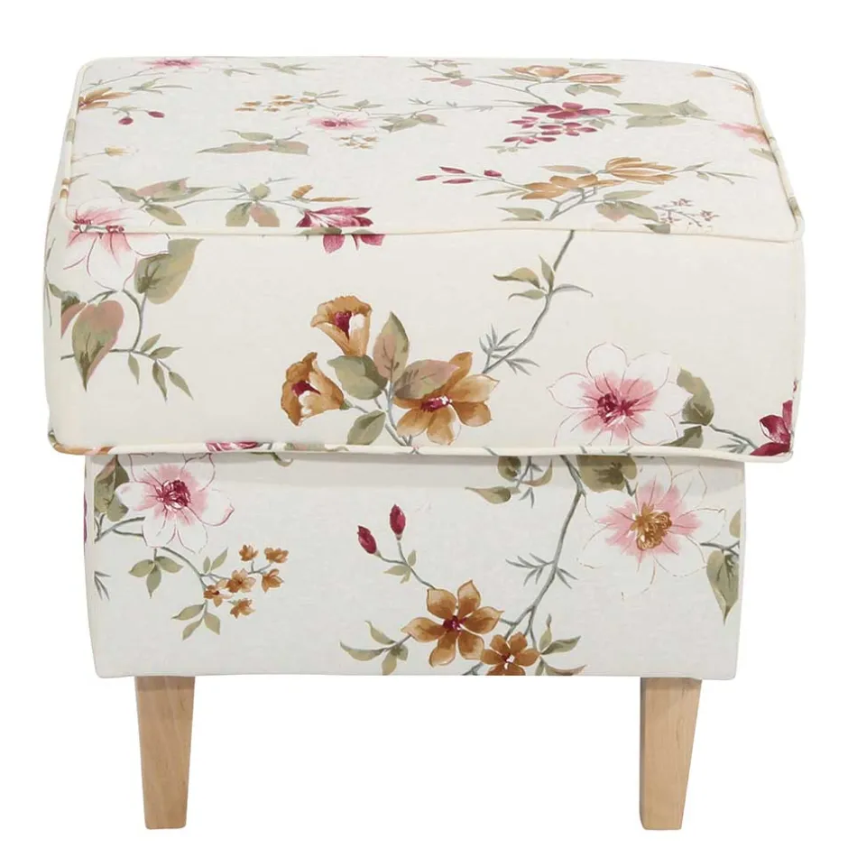 Couchhocker in Weiß mit Blumen Muster - Salines^Wohnen Clearance