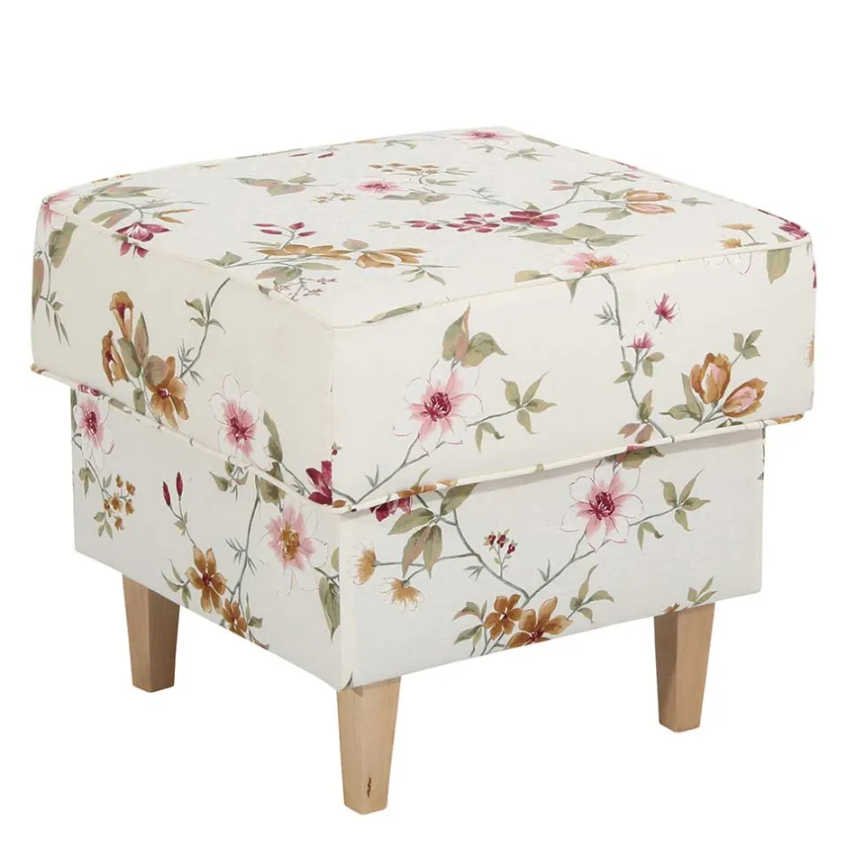 Couchhocker in Weiß mit Blumen Muster - Salines^Wohnen Clearance