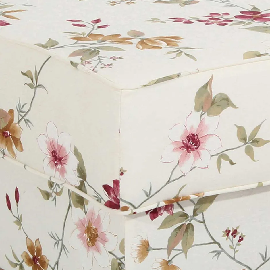 Couchhocker in Weiß mit Blumen Muster - Salines^Wohnen Clearance