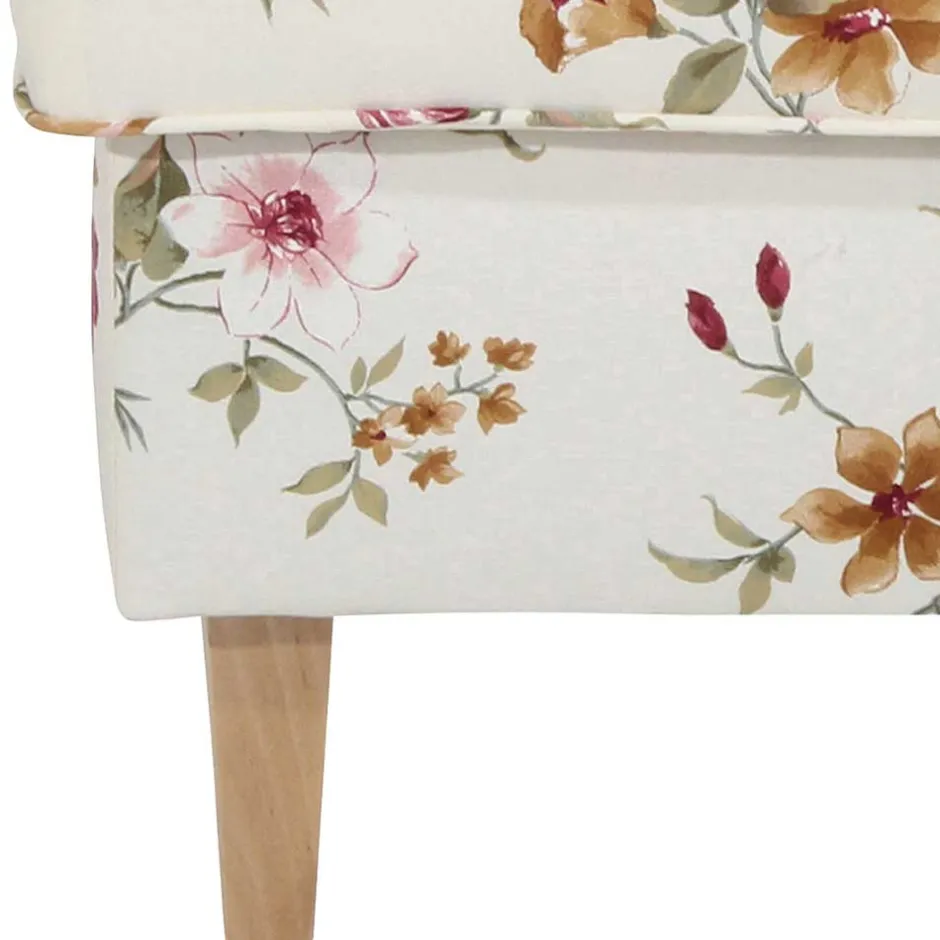 Couchhocker in Weiß mit Blumen Muster - Salines^Wohnen Clearance