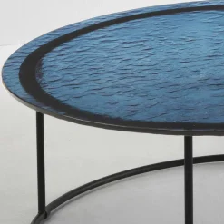 Wohnen Couchtisch in Blau Strukturglas - Neive