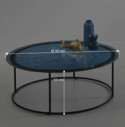 Wohnen Couchtisch in Blau Strukturglas - Neive