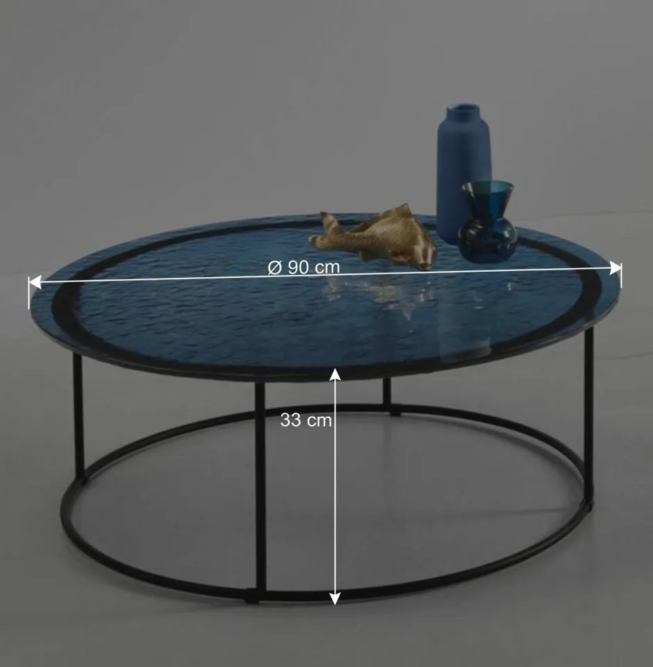 Wohnen Couchtisch in Blau Strukturglas - Neive