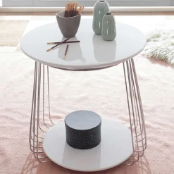 Couchtisch in Mattweiß mit Chrom - Rosibla^Wohnen Clearance