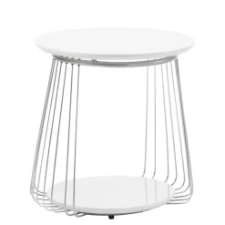 Couchtisch in Mattweiß mit Chrom - Rosibla^Wohnen Clearance