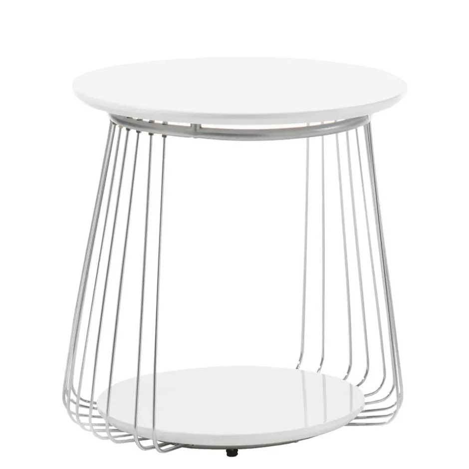Couchtisch in Mattweiß mit Chrom - Rosibla^Wohnen Clearance